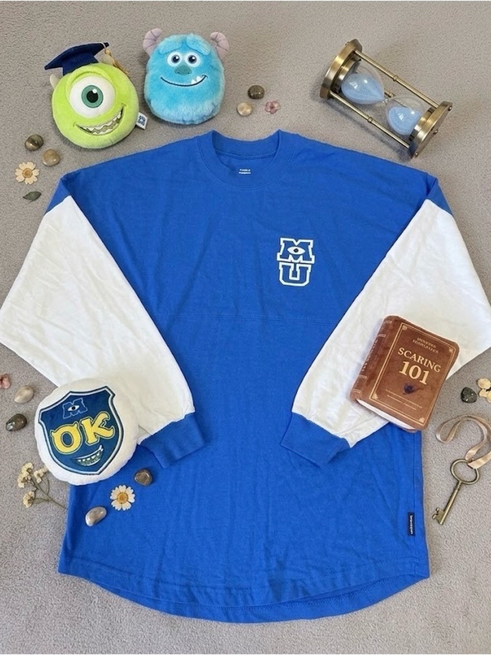 Disney Monsters University MU Spirit Jersey Blue Sweater Graphic Shirt Pixar S